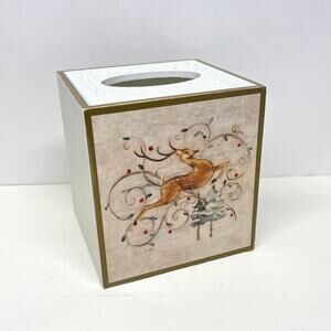 Holiday Decor Tissue Box Cover with Blum Graphic